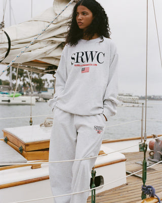 Nautical Embroidered Wide Sweatpant - Heather Gray