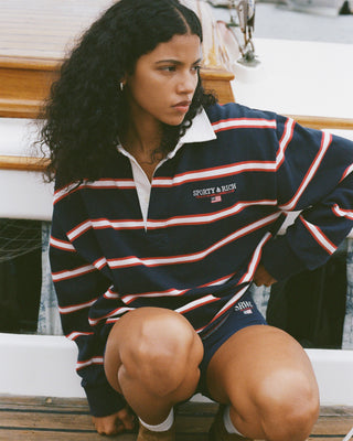 S&R Nautical Rugby Polo - Navy/White/Ruby