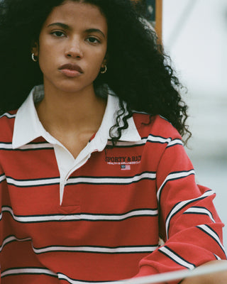 S&R Nautical Rugby Polo - Ruby/Navy/White