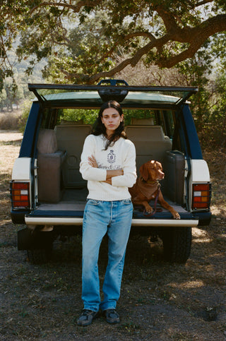 Vendome Knitted Sweater - Ecru/Navy