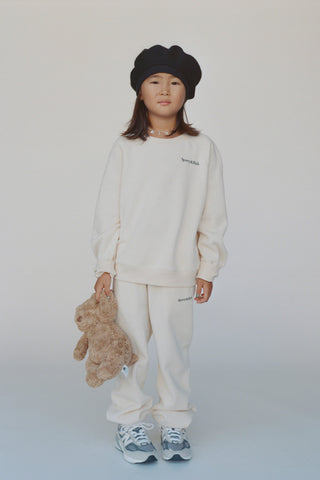 Serif Logo Kids Sweatpant - Cream/Navy