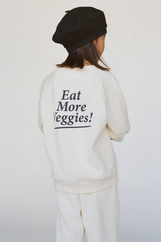 Eat More Veggies Kids Crewneck - Cream/Navy