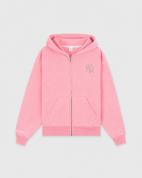 Yankees Krystal Zip Hoodie - Candy/White