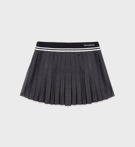 Abigail Wool Pleated Skirt - Grey Check/Off White