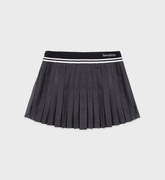 Abigail Wool Pleated Skirt - Grey Check/Off White