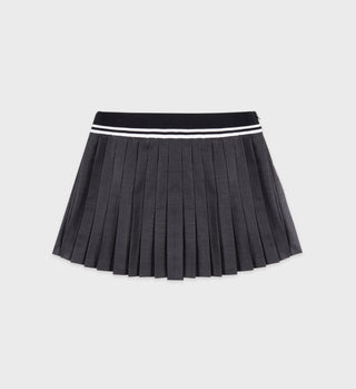 Abigail Wool Pleated Skirt - Grey Check/Off White