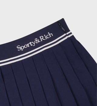 Abigail Pleated Skirt - Navy/Off White