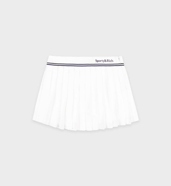 Abigail Pleated Skirt - Off White/Navy