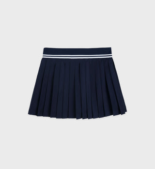 Abigail Wool Pleated Skirt - Navy/White