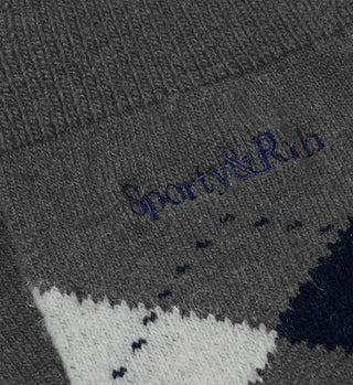 Serif Logo Argyle Socks - Gray/Navy