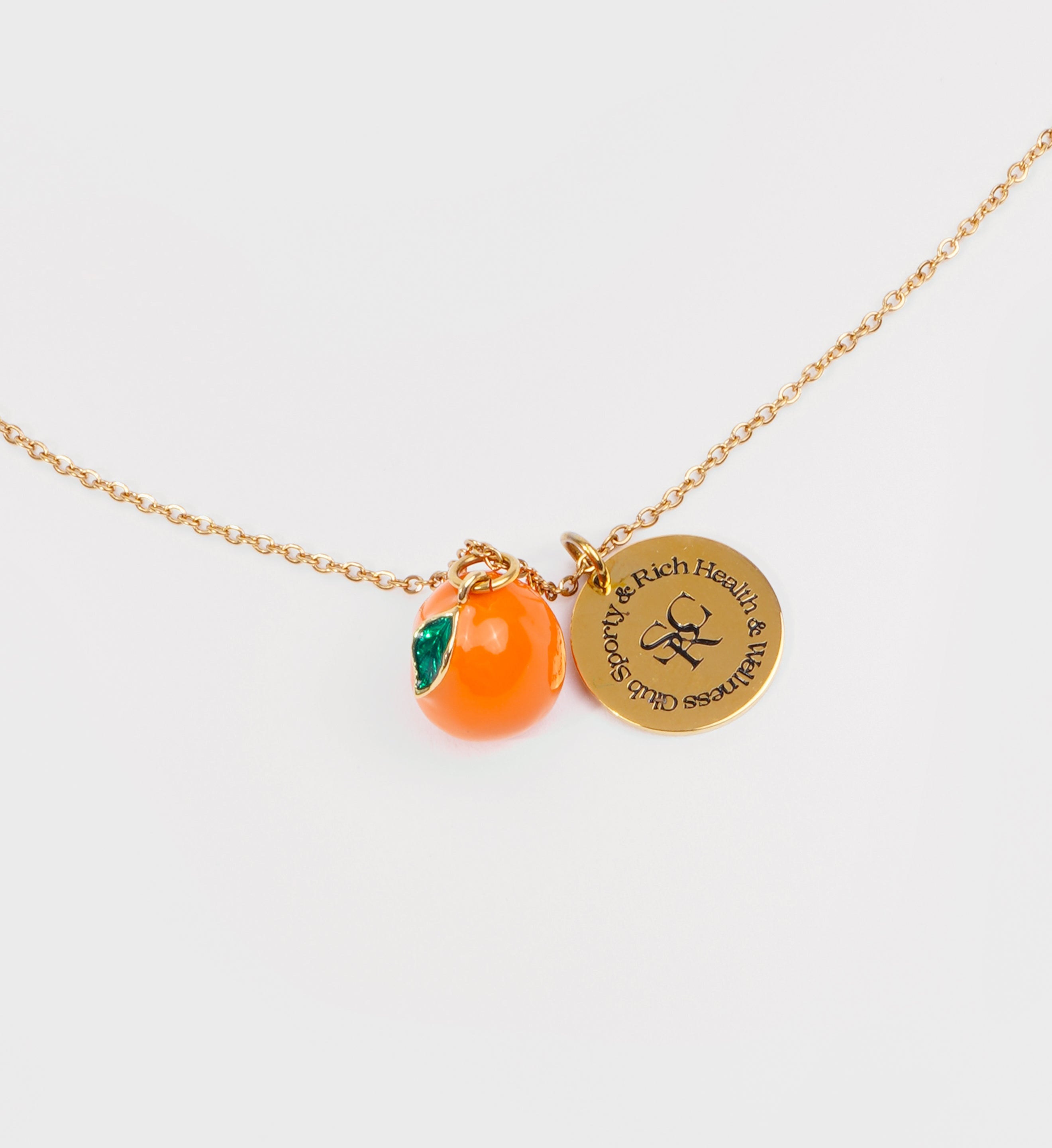 Orange Ribbon Necklace with Accent Pearl