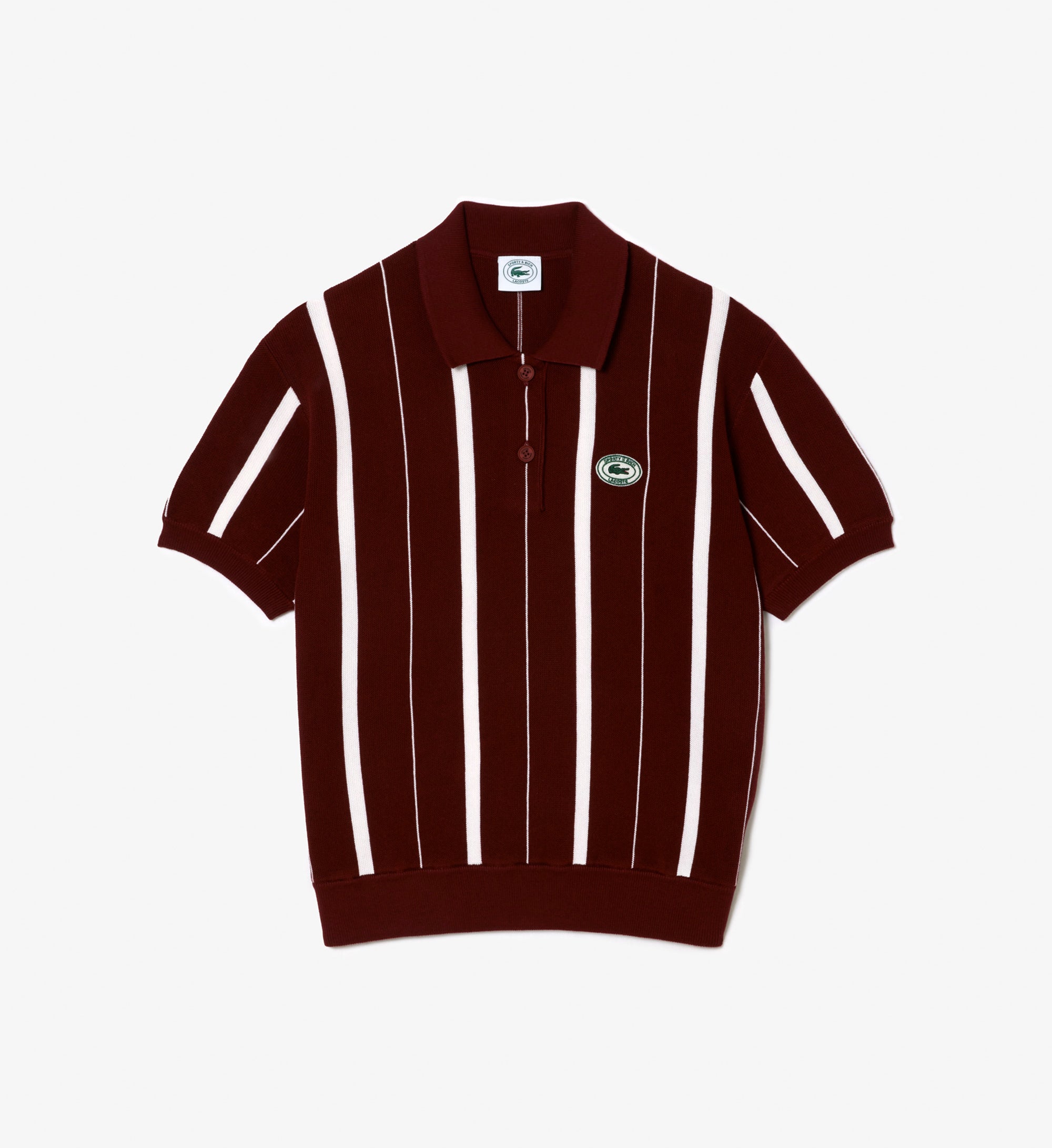 Striped Knitted Polo - Pinot/Farine