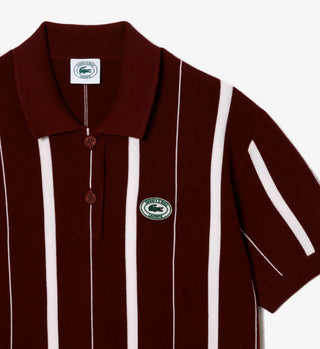 Striped Knitted Polo - Pinot/Farine
