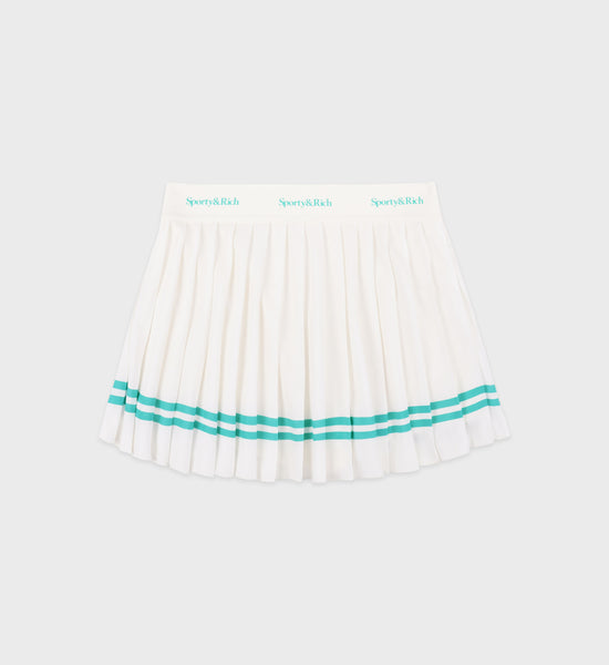 Serif Logo Pleated Skirt - Coconut/Caribbean