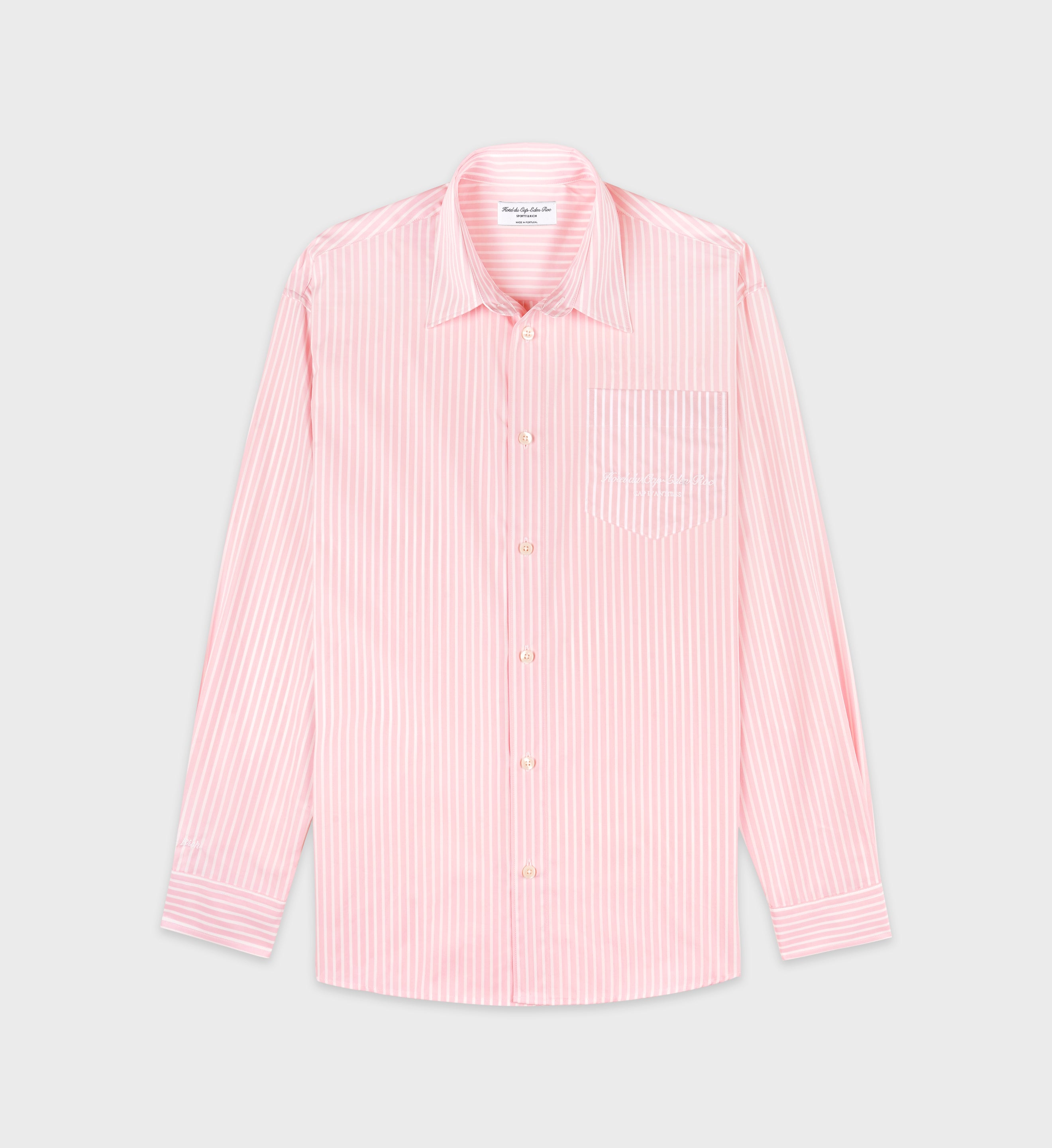 Eden Script Oversized Shirt Pink/White Thin Stripe