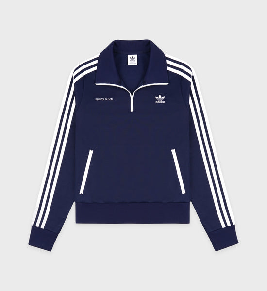 Adidas Track Quarter Zip - Navy/White