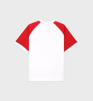 Adidas Two Tone Ringer Tee - White/Sports Red