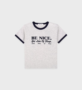 Be Nice Kids Ringer Tee - Heather Gray/Navy