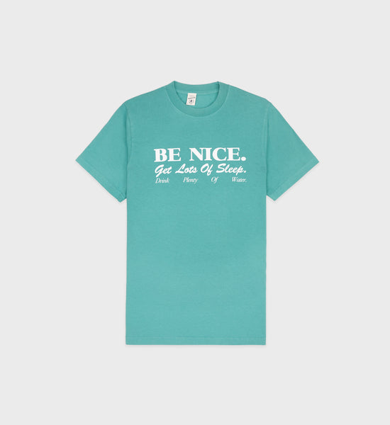 Be Nice T-Shirt - Faded Teal/White