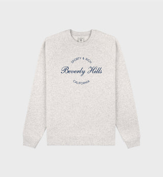 Beverly Script Soft Crewneck - Heather Gray/Navy