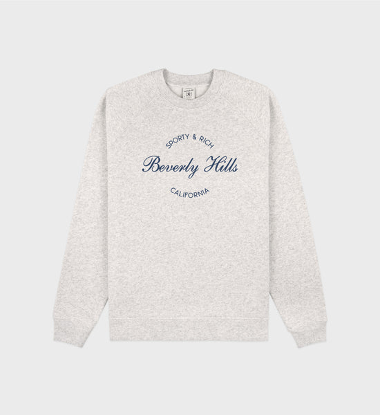 Beverly Script Soft Crewneck - Heather Gray/Navy