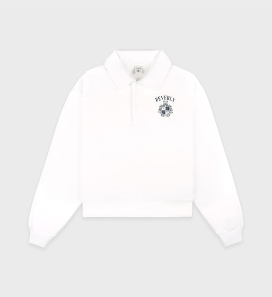 Beverly Hills Crest Soft Polo - White/Navy