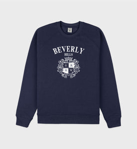 Beverly Hills Crest Soft Crewneck - Navy/White