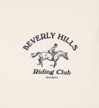 Beverly Hills Riding Club Soft Cropped Zip Hoodie - Cream/Navy