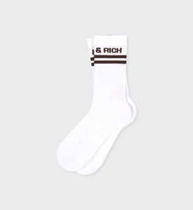 Bold Logo Socks - White/Chocolate