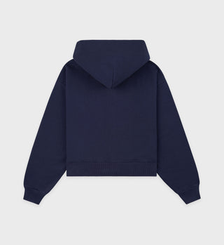 Hoodie cropped zippé Bristol Crest 100th - Marine/Crème