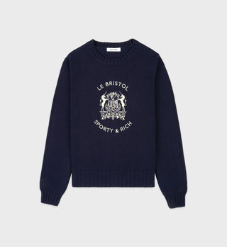 Bristol Crest Knitted Sweater - Navy/Cream