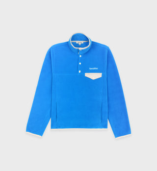 Buttoned Polar Sweatshirt - Ocean/Cream