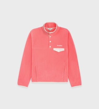Buttoned Polar Sweatshirt - Strawberry/Cream