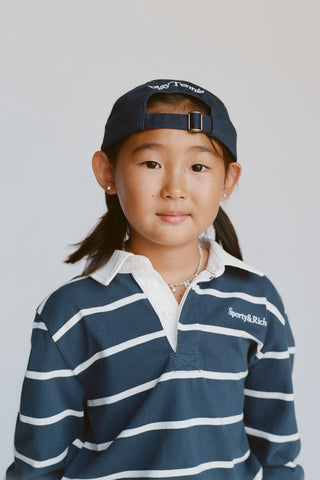 Serif Logo Kids Rugby Polo - Light Navy/White