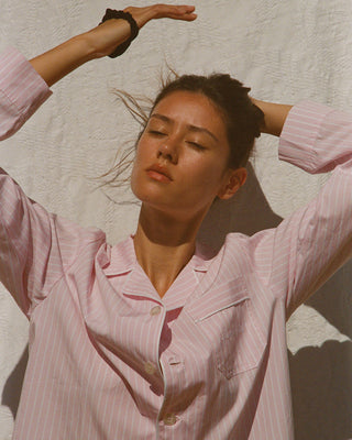 Signature Logo Oversized Shirt - Clear Pink Striped/White