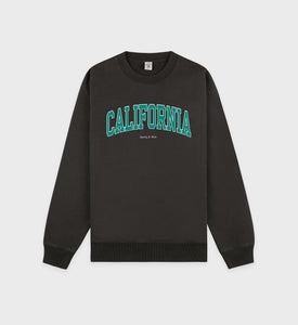 Sweat California - Noir Délavé/Vert Printemps