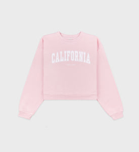 California Cropped Crewneck - Ballet/White