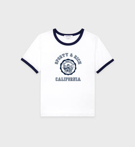 California Emblem Ringer Tee - White/Navy