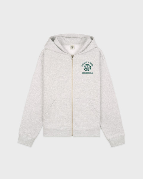 California Emblem Zip Hoodie - Heather Gray/Forest