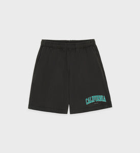 Short gym California - Noir Délavé/Vert Printemps