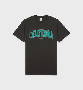 T-shirt California - Noir Délavé/Vert Printemps