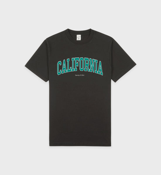 T-shirt California - Noir Délavé/Vert Printemps