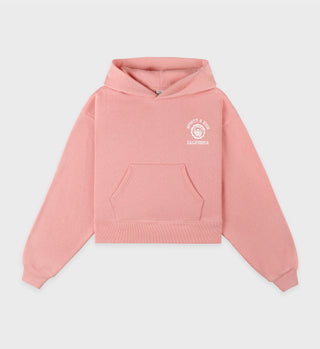 California Emblem Soft Cropped Hoodie - Carnation/White