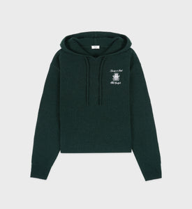 The Carlyle Crest Cashmere Hoodie - Forest/White