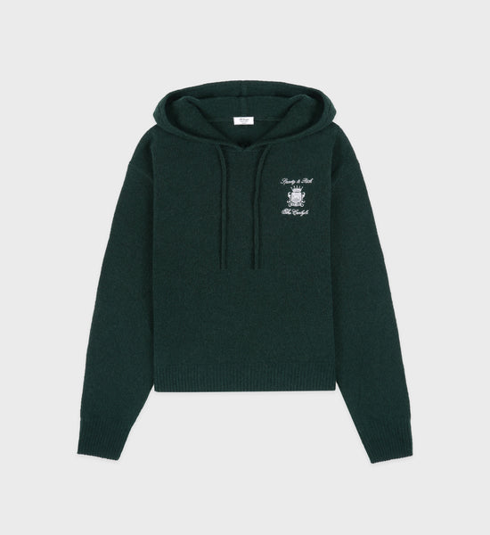 The Carlyle Crest Cashmere Hoodie - Forest/White