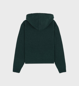 The Carlyle Crest Cashmere Hoodie - Forest/White