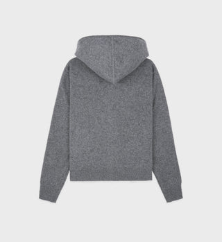 The Carlyle Crest Cashmere Hoodie - Heather Gray/Forest