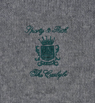 The Carlyle Crest Cashmere Hoodie - Heather Gray/Forest