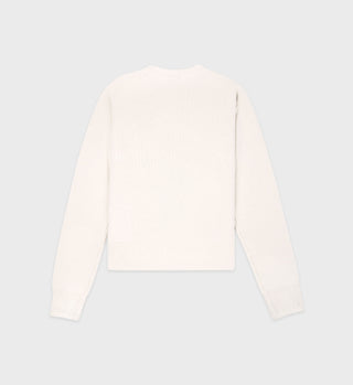 The Carlyle Crest Cashmere Crewneck - Cream/Forest