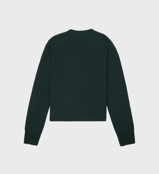 The Carlyle Crest Cashmere Crewneck - Forest/White